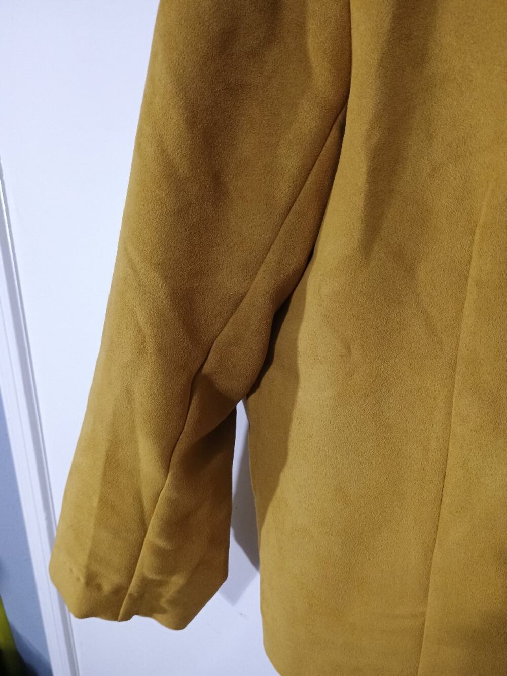Vinci Clothiers Mustard Faux Suede Button Front Jacket Blazer XL Western Y2K - Picture 7 of 8